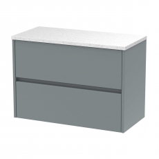 Havana Wall Hung 2-Drawer Vanity Unit with Sparkling White Worktop 800mm Wide - Coastal Grey