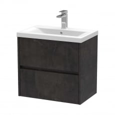 Havana Wall Hung 2-Drawer Vanity Unit with Basin 1 600mm Wide - Metallic Slate