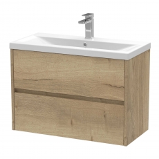 Havana Wall Hung 2-Drawer Vanity Unit with Basin 1 800mm Wide - Autumn Oak