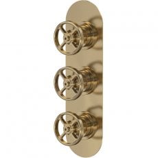 Hudson Reed Industrial Concealed Shower Valve Triple Handle - Brushed Brass