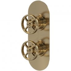 Hudson Reed Industrial Concealed Shower Valve with Diverter Dual Handle - Brushed Brass