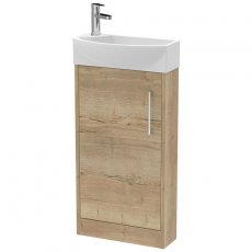 Hudson Reed Juno Compact RH Floor Standing Vanity Unit and Basin 440mm Wide - Autumn Oak