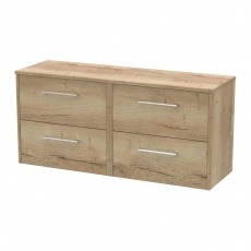 Hudson Reed Juno Wall Hung 4-Drawer Vanity Unit with Worktop 1200mm Wide - Autumn Oak