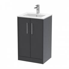 Hudson Reed Juno Floor Standing 2-Door Vanity Unit with Basin 2 500mm Wide - Graphite Grey