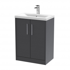 Hudson Reed Juno Floor Standing 2-Door Vanity Unit with Basin 1 600mm Wide - Graphite Grey