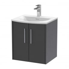 Hudson Reed Juno Wall Hung 2-Door Vanity Unit with Basin 4 500mm Wide - Graphite Grey