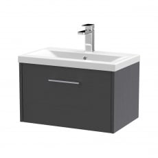 Hudson Reed Juno Wall Hung 1-Drawer Vanity Unit with Basin 1 600mm Wide - Graphite Grey