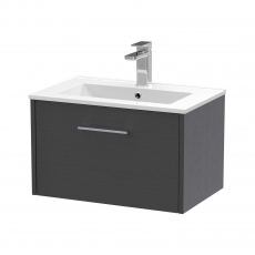 Hudson Reed Juno Wall Hung 1-Drawer Vanity Unit with Basin 2 600mm Wide - Graphite Grey