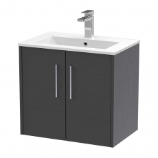 Hudson Reed Juno Wall Hung 2-Door Vanity Unit with Basin 2 600mm Wide - Graphite Grey