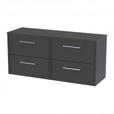 Hudson Reed Juno Wall Hung 4-Drawer Vanity Unit with Worktop 1200mm Wide - Graphite Grey