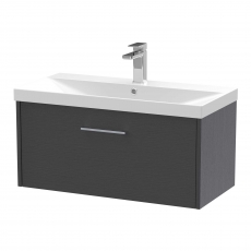 Hudson Reed Juno Wall Hung 1-Drawer Vanity Unit with Basin 3 800mm Wide - Graphite Grey