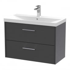 Hudson Reed Juno Wall Hung 2-Drawer Vanity Unit with Basin 3 800mm Wide - Graphite Grey