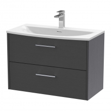 Hudson Reed Juno Wall Hung 2-Drawer Vanity Unit with Basin 4 800mm Wide - Graphite Grey