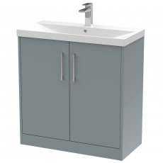 Hudson Reed Juno Floor Standing 2-Door Vanity Unit with Basin 3 800mm Wide - Coastal Grey