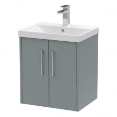 Hudson Reed Juno Wall Hung 2-Door Vanity Unit with Basin 3 500mm Wide - Coastal Grey