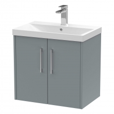 Hudson Reed Juno Wall Hung 2-Door Vanity Unit with Basin 3 600mm Wide - Coastal Grey