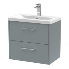 Hudson Reed Juno Wall Hung 2-Drawer Vanity Unit with Basin 1 600mm Wide - Coastal Grey