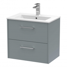 Hudson Reed Juno Wall Hung 2-Drawer Vanity Unit with Basin 2 600mm Wide - Coastal Grey