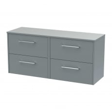 Hudson Reed Juno Wall Hung 4-Drawer Vanity Unit with Worktop 1200mm Wide - Coastal Grey