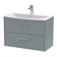 Hudson Reed Juno Wall Hung 2-Drawer Vanity Unit with Basin 4 800mm Wide - Coastal Grey