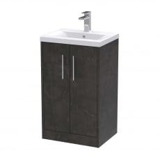 Hudson Reed Juno Floor Standing 2-Door Vanity Unit with Basin 1 500mm Wide - Metallic Slate