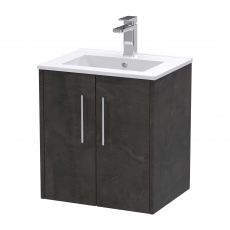 Hudson Reed Juno Wall hung 2-Door Vanity Unit with Basin 2 500mm Wide - Metallic Slate