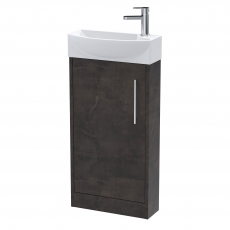 Hudson Reed Juno Compact LH Floor Standing Vanity Unit and Basin 440mm Wide - Metallic Slate