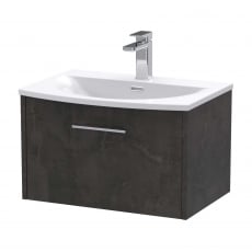 Hudson Reed Juno Wall Hung 1-Drawer Vanity Unit with Basin 4 600mm Wide - Metallic Slate