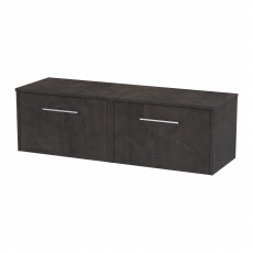 Hudson Reed Juno Wall Hung 2-Drawer Vanity Unit with Worktop 1200mm Wide - Metallic Slate