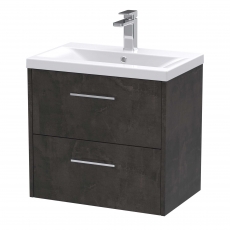 Hudson Reed Juno Wall Hung 2-Drawer Vanity Unit with Basin 1 600mm Wide - Metallic Slate