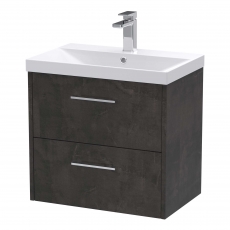 Hudson Reed Juno Wall Hung 2-Drawer Vanity Unit with Basin 3 600mm Wide - Metallic Slate