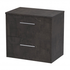 Hudson Reed Juno Wall Hung 2-Drawer Vanity Unit with Worktop 600mm Wide - Metallic Slate