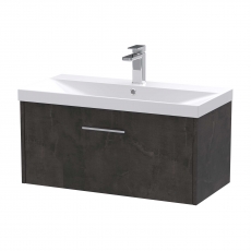 Hudson Reed Juno Wall Hung 1-Drawer Vanity Unit with Basin 3 800mm Wide - Metallic Slate