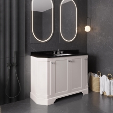 Hudson Reed Old London Angled Floor Standing Vanity Unit with 3TH Black Marble Top Basin 1200mm Wide - Timeless Sand