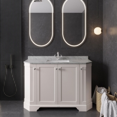 Hudson Reed Old London Angled Floor Standing Vanity Unit with 1TH Grey Marble Top Basin 1200mm Wide - Timeless Sand