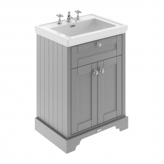 Hudson Reed Old London Floor Standing Vanity Unit with 3TH Classic Basin 600mm Wide - Storm Grey