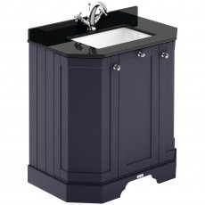 Hudson Reed Old London Angled Floor Standing Vanity Unit with 1TH Black Marble Top Basin 750mm Wide - Twilight Blue