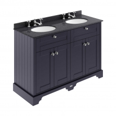 Hudson Reed Old London Floor Standing Vanity Unit with 3TH Black Marble Top Basin 1200mm Wide - Twilight Blue