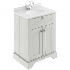 Hudson Reed Old London Floor Standing Vanity Unit with 1TH White Marble Top Basin 600mm Wide - Timeless Sand