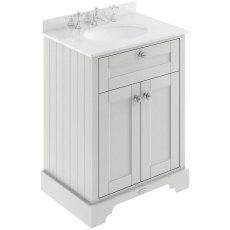 Hudson Reed Old London Floor Standing Vanity Unit with 3TH White Marble Top Basin 600mm Wide - Timeless Sand