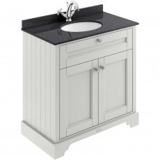 Hudson Reed Old London Floor Standing Vanity Unit with 1TH Black Marble Top Basin 800mm Wide - Timeless Sand