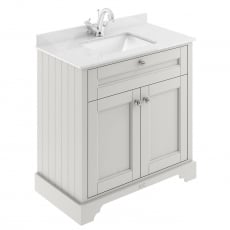 Hudson Reed Old London Floor Standing Vanity Unit with 1TH White Marble Top Rectangular Basin 820mm Wide - Timeless Sand