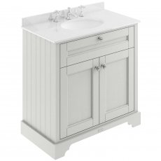 Hudson Reed Old London Floor Standing Vanity Unit with 3TH White Marble Top Basin 800mm Wide - Timeless Sand