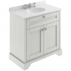 Hudson Reed Old London Floor Standing Vanity Unit with 3TH Grey Marble Top Basin 800mm Wide - Timeless Sand