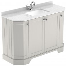 Hudson Reed Old London Angled Floor Standing Vanity Unit with 1TH White Marble Top Basin 1200mm Wide - Timeless Sand