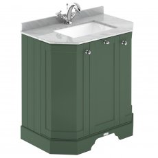 Hudson Reed Old London Angled Floor Standing Vanity Unit with 1TH Grey Marble Top Basin 750mm Wide - Hunter Green