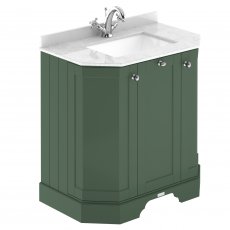 Hudson Reed Old London Angled Floor Standing Vanity Unit with 1TH White Marble Top Basin 750mm Wide - Hunter Green