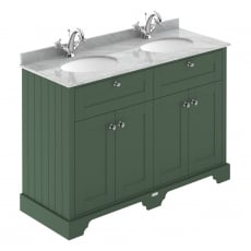 Hudson Reed Old London Floor Standing Vanity Unit with 1TH Grey Marble Top Basin 1200mm Wide - Hunter Green