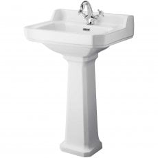Hudson Reed Richmond Basin and Comfort Height Full Pedestal 560mm Wide - 1 Tap Hole