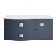 Hudson Reed Sarenna LH Wall Hung Vanity Unit with White Marble Top 1000mm Wide - Mineral Blue